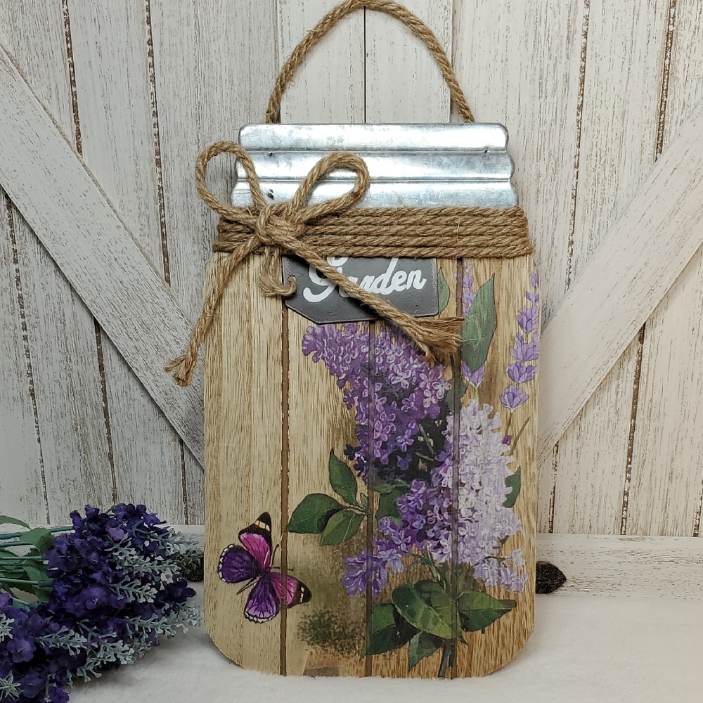 Real Living Lilac Floral Garden Wall Decor Butterfly Country NWT